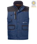 padded multi pocket vest, padded lining, 100% polyester fabric, navy blue/grey ROHH624.BN